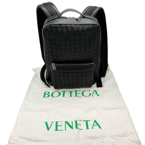 Bottega Veneta Black Leather Intrecciato Backpack main image 4